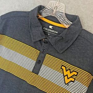 NEW! Colosseum West Virginia Mountaineers Polo Shirt Mens Small Gray Golf NCAA